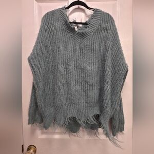 Womens Cozy Blue Green  Knit Sweater